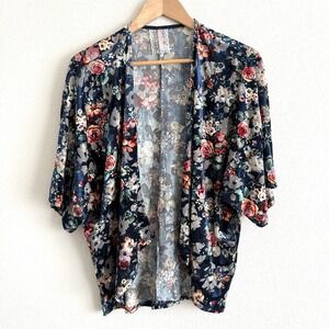Velvet Burnout Floral Kimono Top Womens Medium Whimsigoth Dark Fairy Gothic Boho